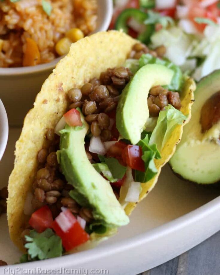 Lentil Tacos are a family favorite! Win over friends and family with these vegan tacos.