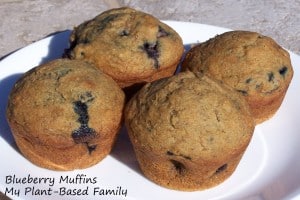 Vegan whole wheat blueberry muffins