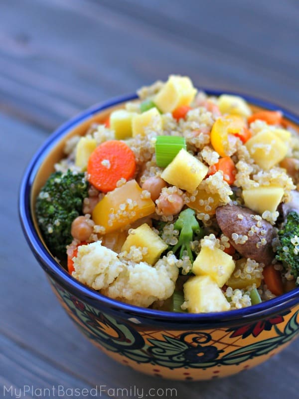 Chickpea Quinoa Stir Fry is vegan (plant-based) and gluten-free.