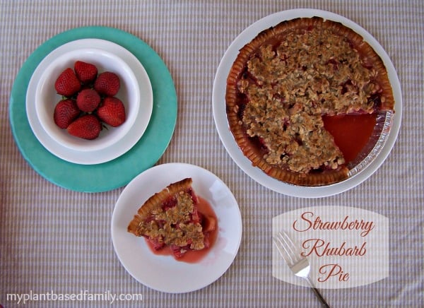 Strawberry Rhubarb Pie that is vegan and gluten-free