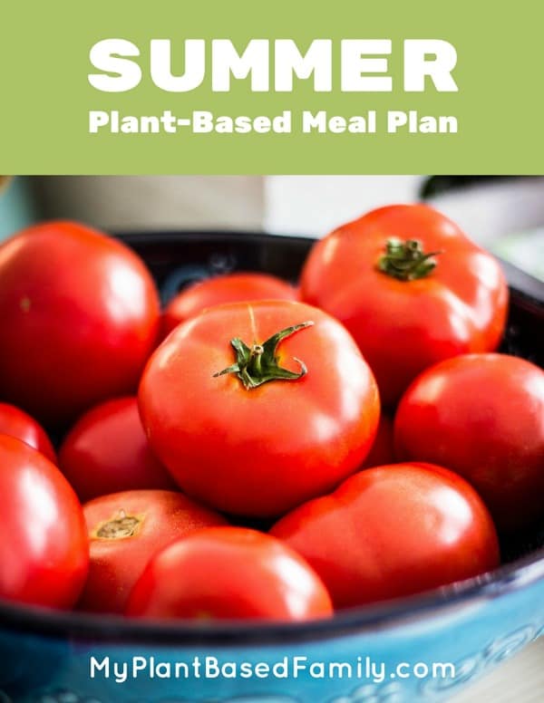 Summer meal plan that is plant-based with gluten-free options. Includes shopping list and recipes in a download.