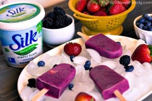 Triple Berry Frozen Yogurt Pops are dairy-free and suitable for vegans. These frozen treats are easily made with a yogurt alternative and fresh fruit.