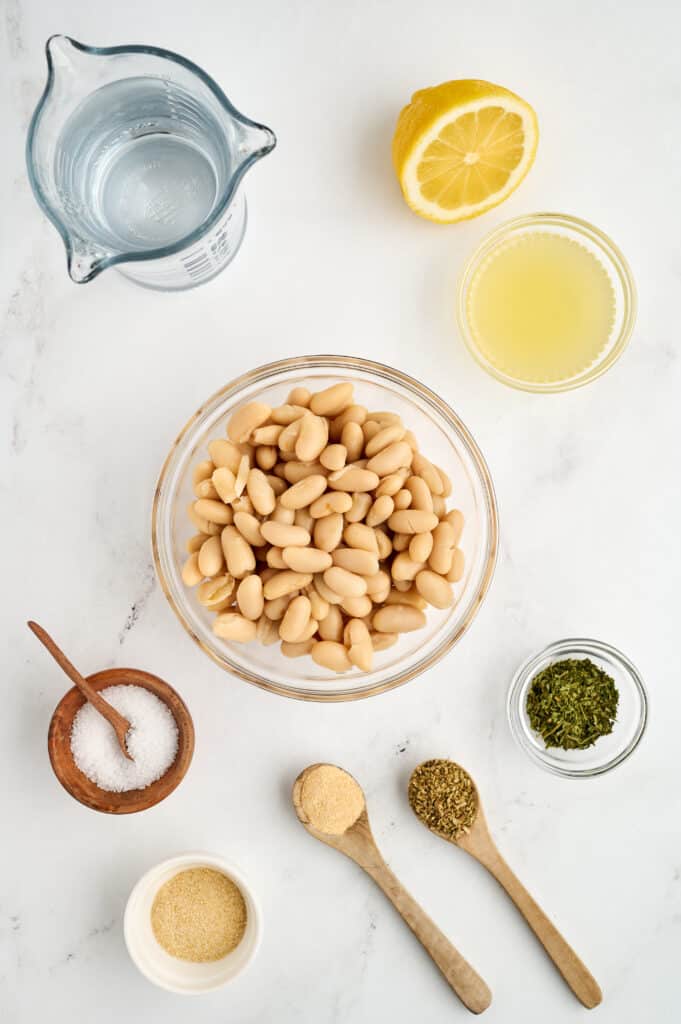 Creamy Italian Salad Dressing ingredient. White beans, spices and lemon juice.
